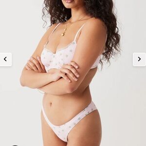 Frankie’s Bikinis Cola Underwire Balconette Top & Dove Reversible Classic Bottom